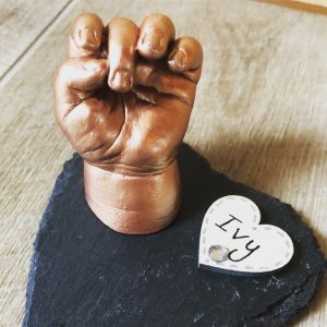 One 3D Baby casting on a slate heart