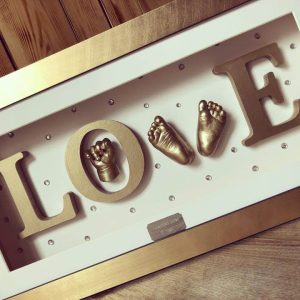 Love frame with 2 3D Baby feet castings & hand casting