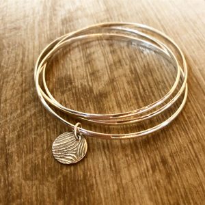 1 Fingerprint charm bracelet, russian bangle (Triple Bangle)