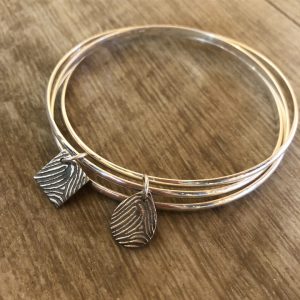 2 Fingerprint charm bracelet, russian bangle (Triple Bangle)