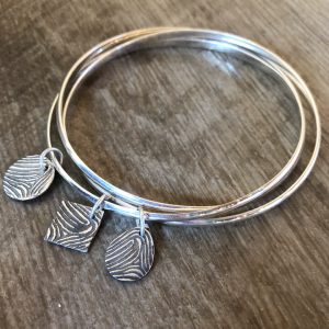 3 fingerprint charm bracelet, russian bangle (Triple Bangle)