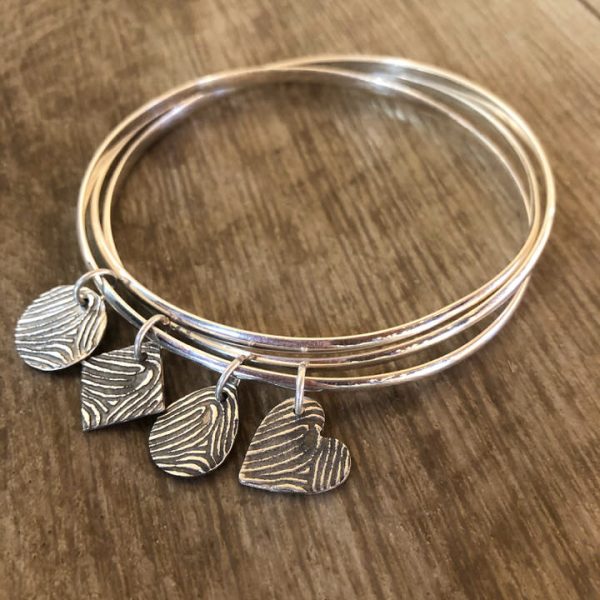 3 fingerprint charm bracelet, russian bangle (Triple Bangle) - Image 2