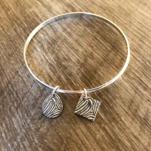 2 Fingerprint charm bracelet, single bangle bracelet