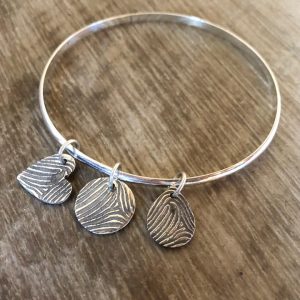 3 Fingerprint charm bracelet, single bangle bracelet