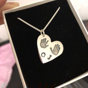 Medium 2 hand or footprint necklace