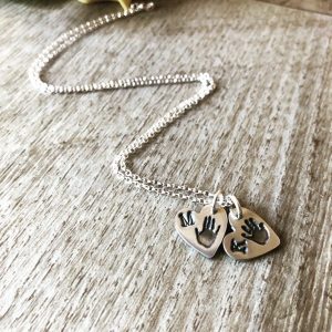 Double mini heart pendant necklace