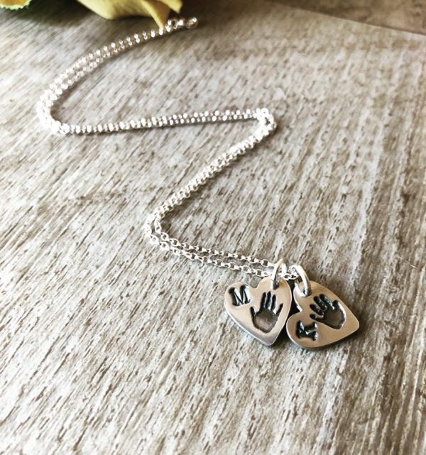 Double mini heart pendant necklace
