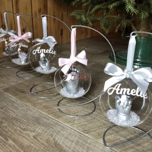 Glass Bauble with 3D Baby hand casting