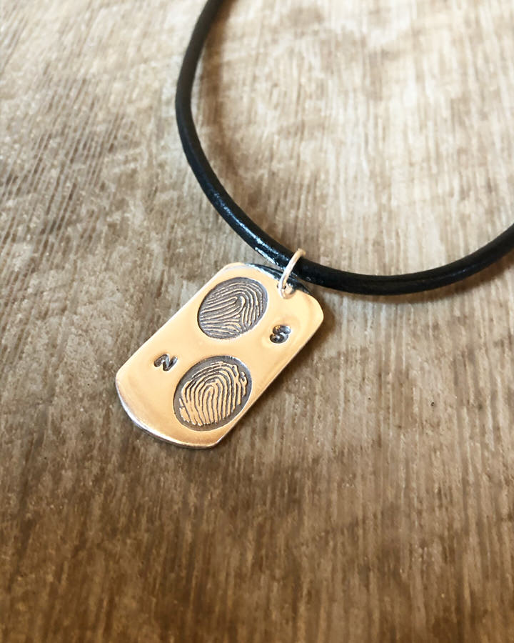 Double fingerprint medium Dog tag