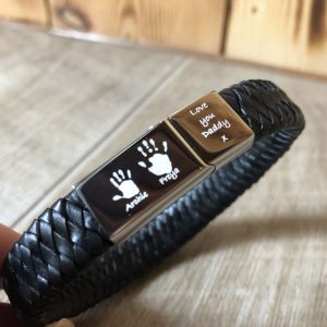 2 print personalised men's bracelet - with stainless steel clasp and leather strap