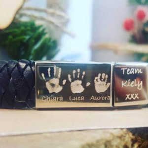 3 print personalised men's bracelet - with stainless steel clasp and leather strap