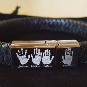 4 print personalised men's bracelet - with stainless steel clasp and leather strap