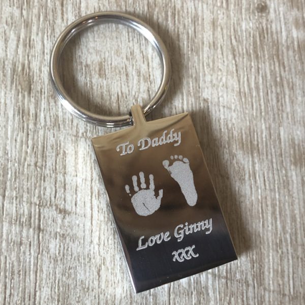 Stainless steel hand & footprint keyring - Image 3