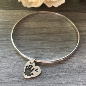 1 hand or footprint charm bracelet, Single bangle bracelet