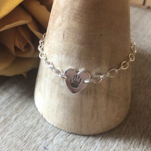 1 hand or footprint heart charm bracelet